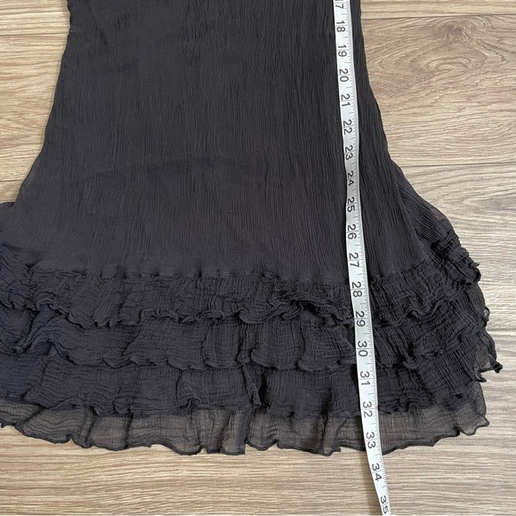 Knitted Dove Black Crinkle Crepe Ruffles Sleeveless Mini Stretch Dress - Picture 12 of 13